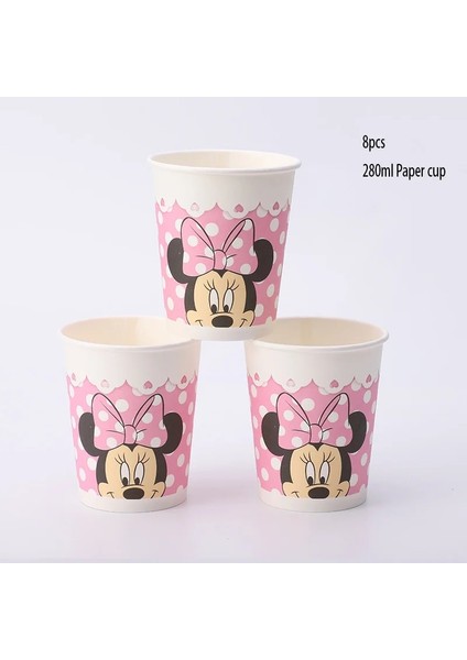 Arka Plan 1 Adet Disney Minnie Mouse Tema Tek Kullanımlık Kağıt Tabak Bardak Saman Masa Örtüsü Parti Malzemeleri Kız Doğum Günü Süslemeleri Bebek Duş (Yurt Dışından)