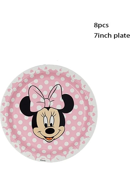 Arka Plan 1 Adet Disney Minnie Mouse Tema Tek Kullanımlık Kağıt Tabak Bardak Saman Masa Örtüsü Parti Malzemeleri Kız Doğum Günü Süslemeleri Bebek Duş (Yurt Dışından)