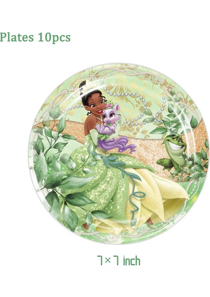 BPZ-21PCS Disney Tiana Prenses Tema Kağıt Tabak Bardak Afiş Doğum Günü Partisi Dekorasyon Prenses ve Kurbağa Sofra Parti Malzemeleri (Yurt Dışından)