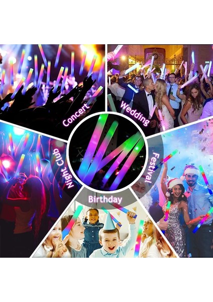 30 Adet Sarı 12/15/30/60 Adet Rgb LED Glow Toplu Renkli LED Glow Sticks Köpük Sopa Cheer Tüp Koyu Işık Doğum Günü Düğün Parti Malzemeleri (Yurt Dışından) modelleri