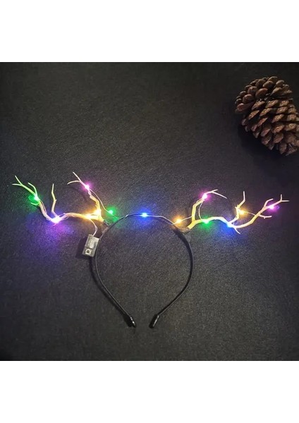 15 Kadın Kızlar Parti LED Glow Kafa Bandı Elk Berry Boynuz Light Up Ağaç Dalı Cosplay Doğum Günü Noel Navidad Dekorasyon 2023 (Yurt Dışından)