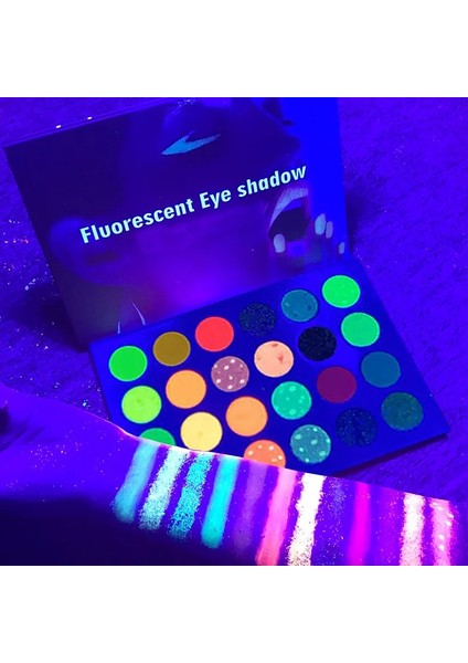 Pembe 24 Renk Neon Göz Farı Paleti Glow Uv Blacklight Makyaj Göz Farı Paleti Ruj Aydınlık Parti Bar Doğum Günü Karnavalı Için (Yurt Dışından)