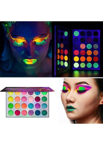 Pembe 24 Renk Neon Göz Farı Paleti Glow Uv Blacklight Makyaj Göz Farı Paleti Ruj Aydınlık Parti Bar Doğum Günü Karnavalı Için (Yurt Dışından) modelleri