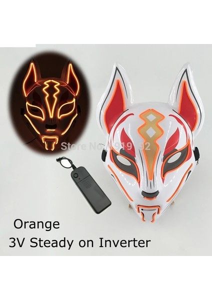 Turuncu Cadılar Bayramı Cosplay Parti LED Işık Up Maske Renkli Neon Işık El Maskesi Japon Anime Tilki Maskesi Karanlıkta Glow Dj Kulübü Sahne (Yurt Dışından) fiyatları