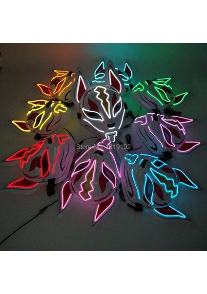 Turuncu Cadılar Bayramı Cosplay Parti LED Işık Up Maske Renkli Neon Işık El Maskesi Japon Anime Tilki Maskesi Karanlıkta Glow Dj Kulübü Sahne (Yurt Dışından) fırsatları