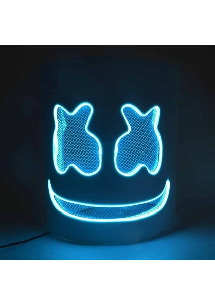 Mavi Cadılar Bayramı LED Dj Maskesi Gerçekçi Marshmello Maskesi Nefes Kask Maskesi Dayanıklı Karnaval Festivali Cadılar Bayramı Partisi Sahne Cosplay (Yurt Dışından)