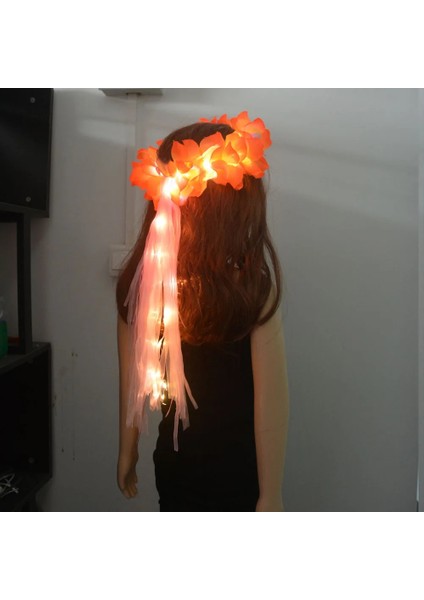 Pembe Aydınlık LED Hawaiian Lei Çiçek Kafa Bandı Light Up Çiçek Taç Uzun Kurdele ile Doğum Günü Hediyesi Düğün Paskalya Karnavalı (Yurt Dışından) fırsatları
