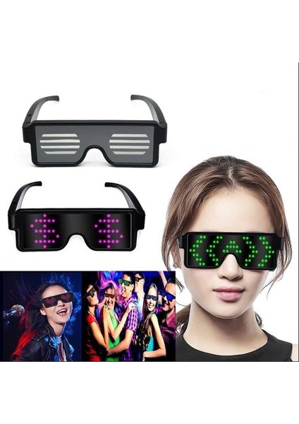 LED Gözlük Parti Aydınlık Gözlük USB Şarj Neon Cam Parlayan Noel Yanıp Sönen Hafif Parlamalı Güneş Gözlüğü Cadılar Bayramı Malzemeleri (Yurt Dışından)