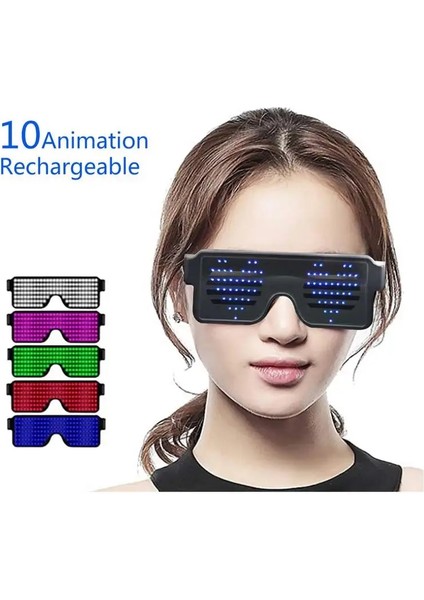 LED Gözlük Parti Aydınlık Gözlük USB Şarj Neon Cam Parlayan Noel Yanıp Sönen Hafif Parlamalı Güneş Gözlüğü Cadılar Bayramı Malzemeleri (Yurt Dışından) modelleri