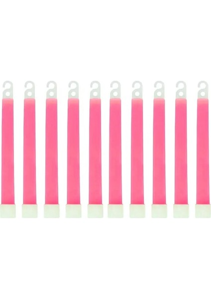 Pembe 10 Adet 6 Inç Floresan Hafif Parlamalı Çubuklar Kanca ile Yürüyüş Kamp Için Açık Acil Konser Parti Işık Çubuğu (Yurt Dışından)