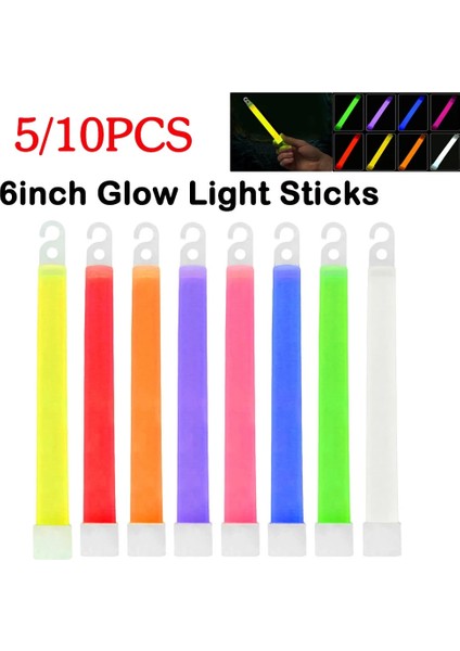 Pembe 10 Adet 6 Inç Floresan Hafif Parlamalı Çubuklar Kanca ile Yürüyüş Kamp Için Açık Acil Konser Parti Işık Çubuğu (Yurt Dışından) fiyatları