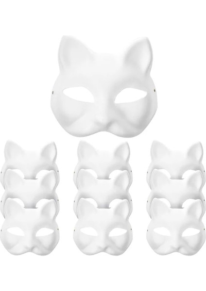 Beyaz Maskeler Kedi Maskesi Masquerade Diy Beyaz Boş Yüz Cosplay Cadılar Bayramı Partisi Kağıt Boyasız Boyanabilir Hayvan Çocuklar Yarım Süslemeleri Mache (Yurt Dışından) fiyatları