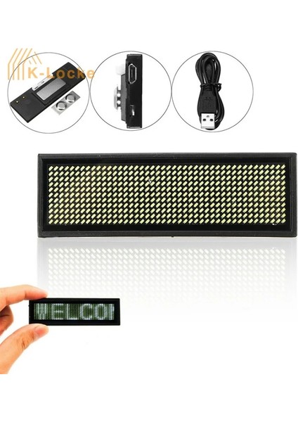 Mavi Mini LED Yanıp Sönen Kelime Rozeti Programlanabilir Şarj Edilebilir Dijital Kaydırma Mesajı Isim Etiketi 15 Ekran Dilleri LED Ekran Işığı (Yurt Dışından)