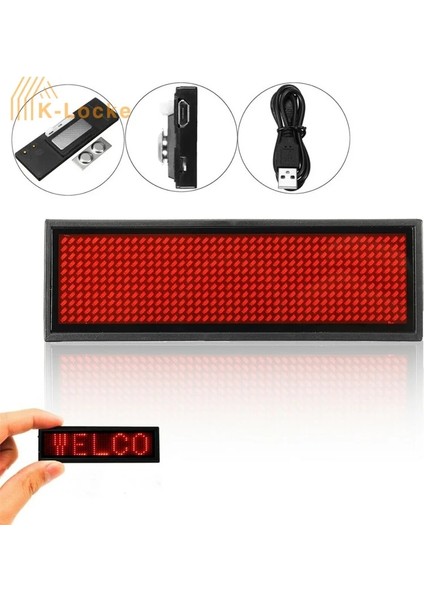 Mavi Mini LED Yanıp Sönen Kelime Rozeti Programlanabilir Şarj Edilebilir Dijital Kaydırma Mesajı Isim Etiketi 15 Ekran Dilleri LED Ekran Işığı (Yurt Dışından)