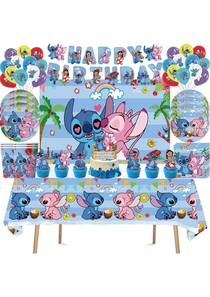 Arka Plan 125X80 cm Lilo Stitch Doğum Günü Partisi Dekorasyon Çocuklar Boys Bebek Duş Için Kağıt Bardak Plaka Balon Banner Kek Topper Masa Örtüsü Dahil (Yurt Dışından)