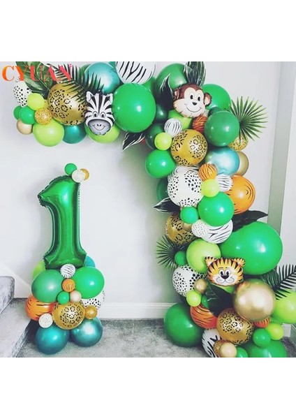 Stil E 109 Adet Palmiye Yaprağı Hayvan Balonlar Garland Arch Kiti Jungle Safari Parti Malzemeleri Şekeri Çocuklar Doğum Günü Partisi Bebek Duş Çocuk Dekor (Yurt Dışından)