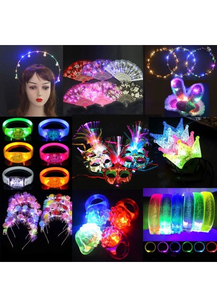 12 10 Adet LED Işık Up Yanıp Sönen Kafa Bandı Gözlük Scrunchies Broş Glow Parti Aksesuarları Çiçek Taç Doğum Günü Hediyesi Düğün Hediyesi (Yurt Dışından) fiyatları