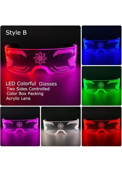 Stil B Sıcak LED Işıklı Gözlük Neon Işık Up Vizör Gözlük Bar Parti Gözlükleri Cadılar Bayramı Noel Festivali Glow Parti Dekorasyon Için (Yurt Dışından)