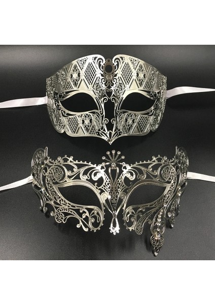 Gümüş Gümüş Metal Telkari Erkek Kadın Venedik Masquerade Ball Maskeleri Severler Altın Mardi Gras Gösterisi Topu Düğün Çift Parti Maskesi Seti (Yurt Dışından) fiyatları