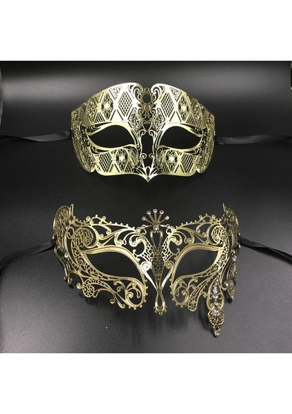 Gümüş Gümüş Metal Telkari Erkek Kadın Venedik Masquerade Ball Maskeleri Severler Altın Mardi Gras Gösterisi Topu Düğün Çift Parti Maskesi Seti (Yurt Dışından) modelleri