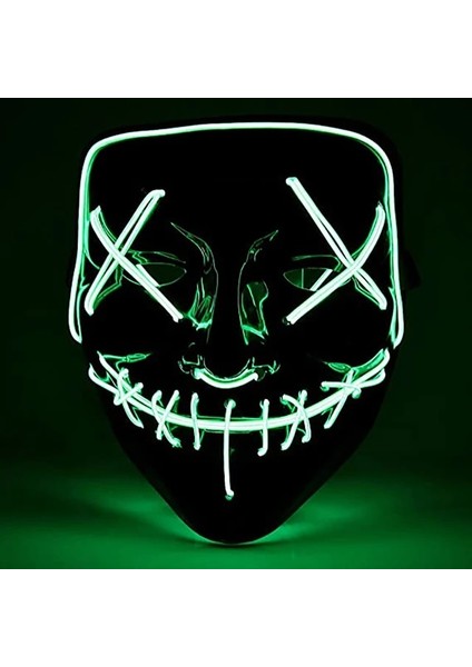Yeşil LED Cosmask Cadılar Bayramı Neon Maske LED Maske Masque Masquerade Parti Maskeleri Karanlıkta Işık Glow Cadılar Bayramı Cosplay Kostüm Malzemeleri (Yurt Dışından)