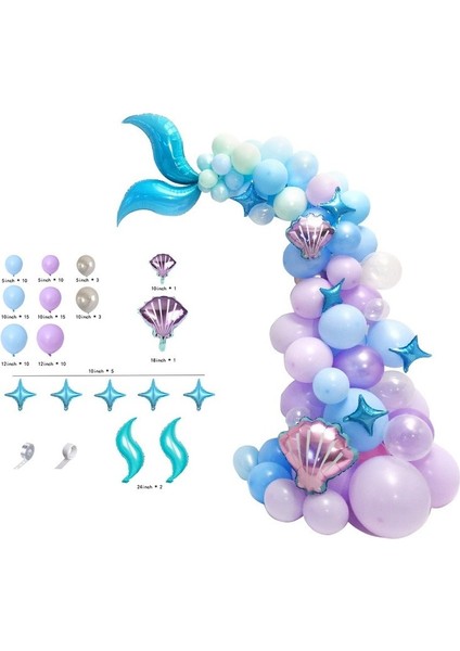 Mor Numarası 7 Denizkızı Balonlar Parti Dekor Denizkızı Olay Bebek Duş Doğum Günü Partisi Deniz Altında Kız Ilk Doğum Günü Partisi Kaynağı (Yurt Dışından)