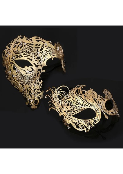 Glod Tek Gözlü Siyah Altın Metal Maske Cadılar Bayramı Taklidi Yarım Yüz Venedik Masquerade Erkekler Beyaz Kadın Telkari Parti Maskesi (Yurt Dışından)