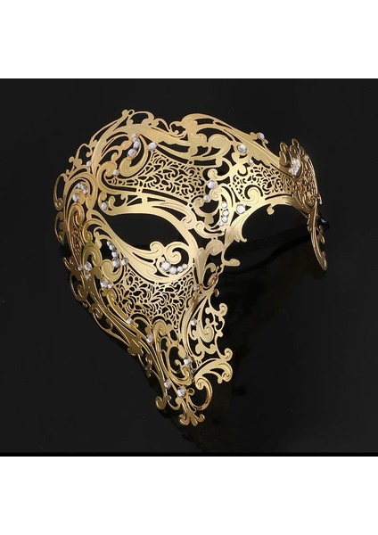 Glod Tek Gözlü Siyah Altın Metal Maske Cadılar Bayramı Taklidi Yarım Yüz Venedik Masquerade Erkekler Beyaz Kadın Telkari Parti Maskesi (Yurt Dışından)