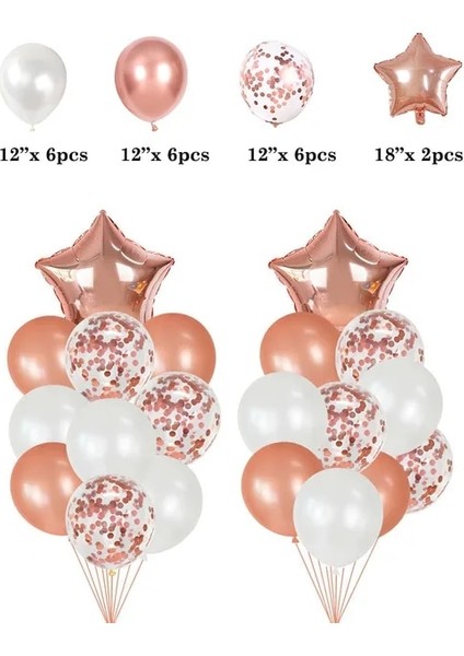 20 Adet Gül Altın C 14/20 Adet Gül Altın Balon Seti Konfeti Lateks Balon Kız Erkek Doğum Günü Düğün Noel Partisi Dekorasyon Bebek Duş Hediye (Yurt Dışından)