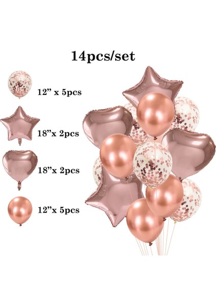 20 Adet Gül Altın C 14/20 Adet Gül Altın Balon Seti Konfeti Lateks Balon Kız Erkek Doğum Günü Düğün Noel Partisi Dekorasyon Bebek Duş Hediye (Yurt Dışından) fiyatları