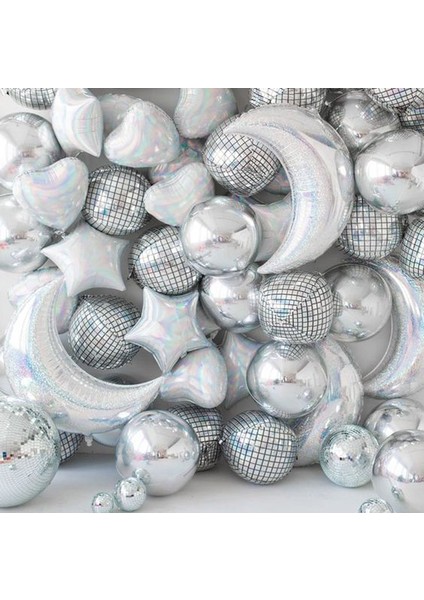 10 Adet 12 Inç Balon Disko Topu Folyo Balonlar Gümüş Lazer Metalik Balon Disko Bar Için Dans Popüler Parti Düğün Doğum Günü Uzay Partisi Dekorasyon (Yurt Dışından)
