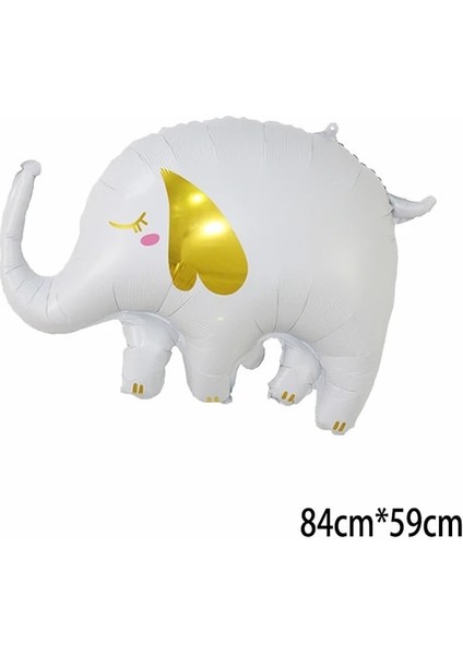 84 cm Fil Beyaz 1 Adet Karikatür 3D Fil Kafası Hayvan Folyo Balon Orman Erkek Kız Mutlu Doğum Günü Partisi Süslemeleri Bebek Duş Çocuk Oyuncakları (Yurt Dışından)