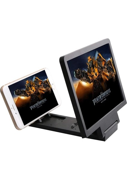 Siyah Telefon Ekran Büyüteç Cep Telefonu 3D Ekran Video Büyüteç Katlanır Büyütülmüş Film Hd Güçlendirici Projektör Standı (Yurt Dışından)