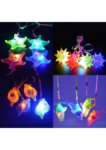 Plastik Yıldız 20 Adet Işık LED Jöle Topu Yıldız Yunus Kabuklu Flaş Kolye Glow Kolye Rave Parti Hediye Düğün Festivali Cadılar Bayramı (Yurt Dışından)
