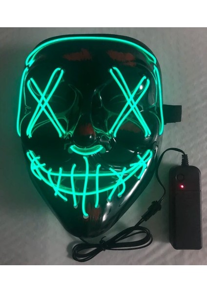 Yeşil Cadılar Bayramı Maskesi Karışık Renkli LED Maske Parti Maskesi Masquerade Maskeleri Neon Maske Karanlıkta Işık Glow Korku Maskesi Parlayan Masker (Yurt Dışından)