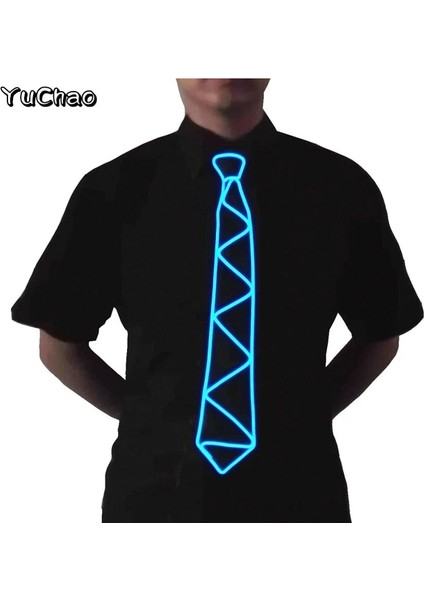 E Mavi Sıcak Satış LED Festivali Rave Işık Parti Cosplay Vendetta Guy Fawkes Flaş Takım Elbise El Şapka + Parlayan Kravat + Neon Maske Bar Dans Malzemeleri (Yurt Dışından)