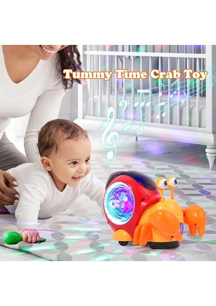 Duyusal Yengeç Turuncu Emekleme Yengeç Bebek Oyuncakları Müzik ve LED Işık ile Yürüyor Interaktif Gelişim Oyuncak Bebekler Kızlar Için Yürüyüş Karın Zamanı Oyuncak (Yurt Dışından)