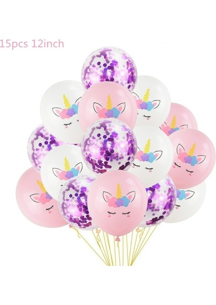 15 Adet F 1 Takım Unicorn Parti Balonları Doğum Günü Balon Unicorn Dekorasyon Lateks Konfeti Balon Doğum Günü Partisi Dekorasyon Balonları Çocuklar (Yurt Dışından)