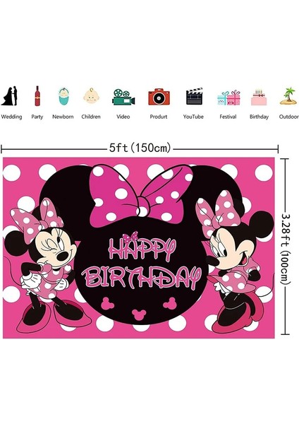 Stil 11 1 Adet Minnie Mouse Fotoğraf Backdrop Minnie Doğum Günü Arka Plan Prenses Kız Pembe Dekorasyon Bebek Duş Parti Malzemeleri (Yurt Dışından) modelleri