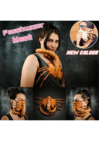 Çoklu Yükseltme Beyaz Kahverengi Facehugger Kostüm Uzaylı Facehugger Yüz Kapak Yüz Hugger Kostüm Cadılar Bayramı Prop Korkunç Pençeleri Böcek (Yurt Dışından) fiyatları