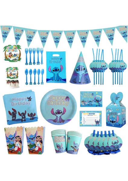 Kek Topper 24 Adet Lilo Stitch Tema Tek Kullanımlık Sofra Kağıt Tabak Hediye Çantası Afiş Çocuklar Doğum Günü Bebek Duş Malzemeleri Şekeri Parti Dekor (Yurt Dışından) modelleri
