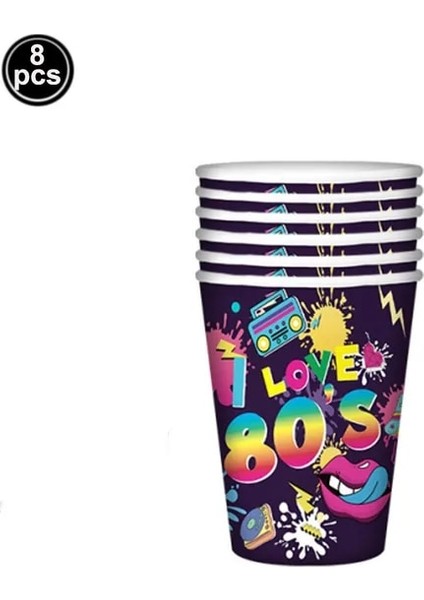 Bardaklar 80'ler 90'lar Parti Sofra Seti 1980'LER Doğum Günü Hip Hop Parti Masa Süslemeleri Malzemeleri 80'lere Dönüş Kağıt Tabaklar Peçeteler Çatal (Yurt Dışından)