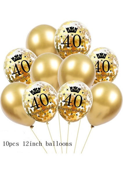 10 Adet 40 Balon Seti Siyah Altın 30 40 50 60 Yıl Doğum Günü Partisi Konfeti Balonu 30. 50. Doğum Günü Partisi Süslemeleri Yetişkin Parti Balon Hava Globos (Yurt Dışından)