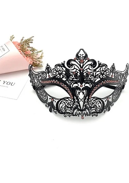 Stil 5 Siyah Venedik Metal Telkari Lazer Kesim Masquerade Balo Maskesi Altın Taklidi Kostüm Elbise Parti Dans Kostüm Parti Maskesi (Yurt Dışından)