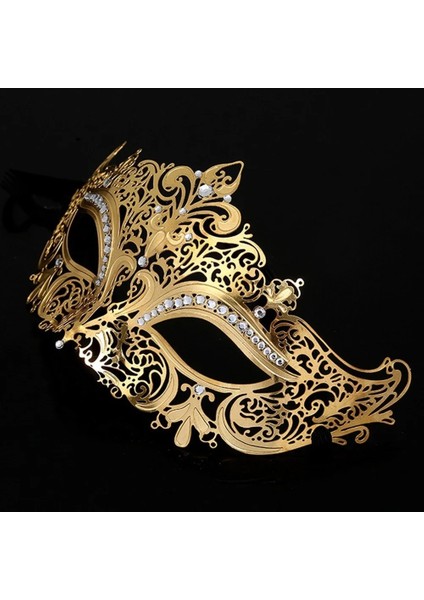 Stil 5 Siyah Venedik Metal Telkari Lazer Kesim Masquerade Balo Maskesi Altın Taklidi Kostüm Elbise Parti Dans Kostüm Parti Maskesi (Yurt Dışından) modelleri