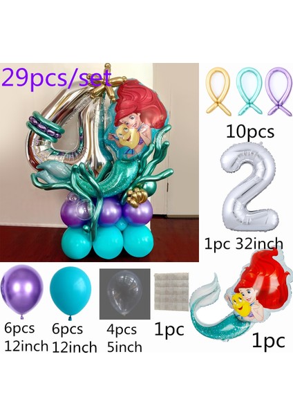 Stil 2 29 Adet/grup Disney Prenses Denizkızı Ariel Folyo Balonlar 32 Inç Numarası Balonlar Kızın Doğum Günü Bebek Duş Parti Dekorasyon Oyuncak (Yurt Dışından)