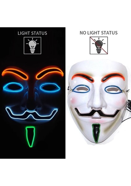 Renkli 6 Cadılar Bayramı Partisi Maskesi Aydınlık LED Maske Masque Masquerade Neon El Maskeleri Işık Komik Maskeler Cosplay Kostüm Karnaval Malzemeleri (Yurt Dışından)