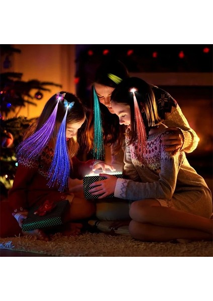 Firkete Beyaz 10 Adet 1/50 Adet LED Parti Renkleri Yanar Fiber Optik Saç Tokalarım Klip Firkete Ipek Flaş Örgüler Düğün Yeni Yıl Doğum Günü Hediyeleri (Yurt Dışından)