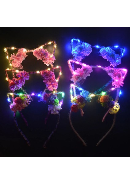 Stil 3 1 Adet LED Kulak Hayvan Kedi Tilki Kafa Bandı Light Up Yanıp Sönen Kızdırma Hairband Parti Hediye Doğum Günü Kostüm Düğün Karnaval Cadılar Bayramı (Yurt Dışından)