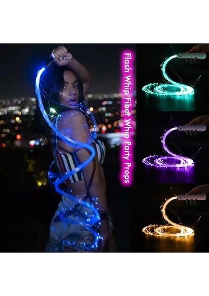 Yeşil Sap 7 Renk LED Fiber Optik Kırbaç 360 ° Döner Süper Parlak Işık Up Rave Oyuncak Piksel Akış Dantel Dans Festivali Gece Atmosferi Parti Için Sahne (Yurt Dışından) modelleri